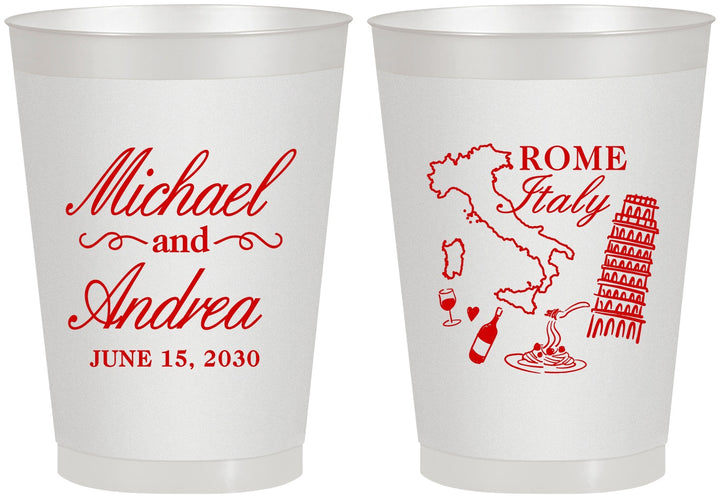 Personalized Wedding 8 oz Frosted Cups - Italy | 515