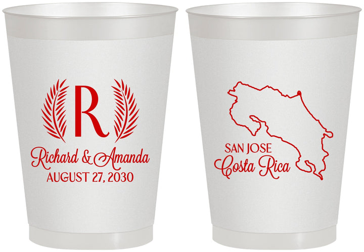 Personalized Wedding 8 oz Frosted Cups - Costa Rica | 518