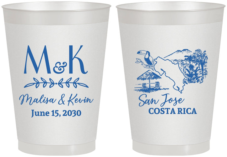 Personalized Wedding 8 oz Frosted Cups - Costa Rica | 519