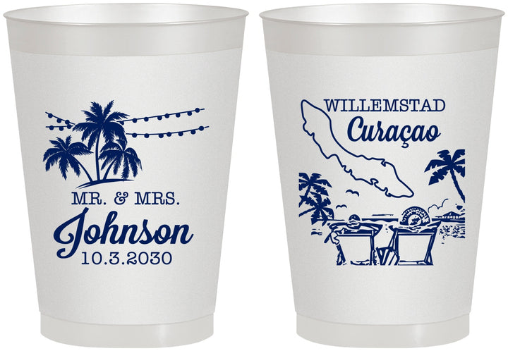Personalized Wedding 8 oz Frosted Cups - Curacao | 521