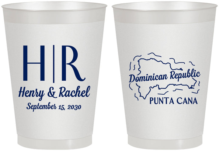 Personalized Wedding 8 oz Frosted Cups - Domincan Republic | 522