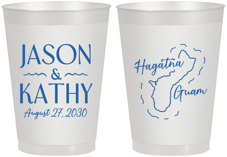 Personalized Wedding 8 oz Frosted Cups - Guam | 526