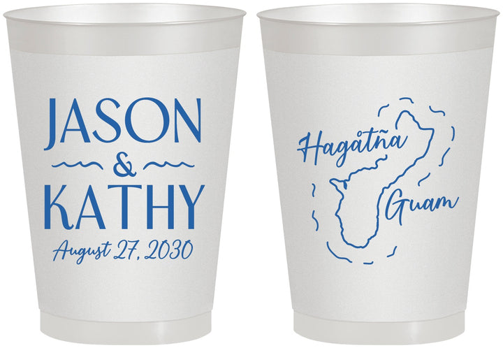 Personalized Wedding 8 oz Frosted Cups - Guam | 526