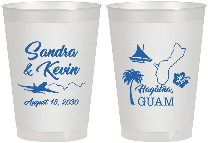 Personalized Wedding 8 oz Frosted Cups - Guam | 527
