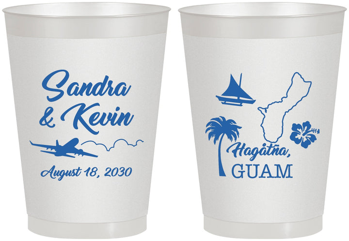 Personalized Wedding 8 oz Frosted Cups - Guam | 527