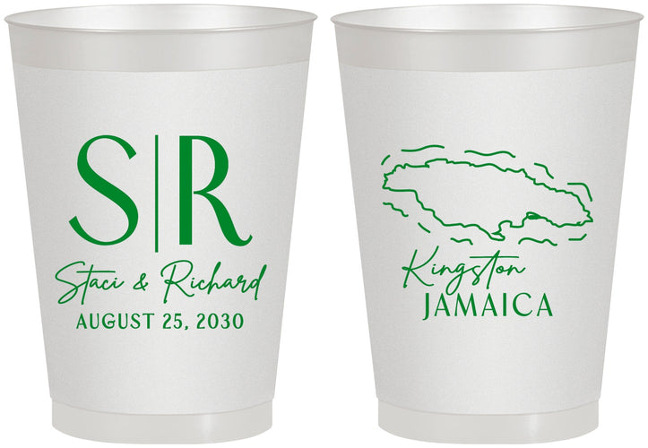 Personalized Wedding 8 oz Frosted Cups - Jamaica | 530
