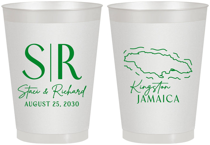 Personalized Wedding 8 oz Frosted Cups - Jamaica | 530