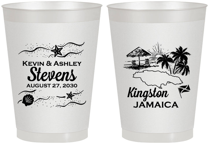 Personalized Wedding 8 oz Frosted Cups - Jamaica | 531
