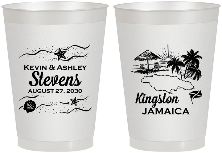 Personalized Wedding 8 oz Frosted Cups - Jamaica | 531