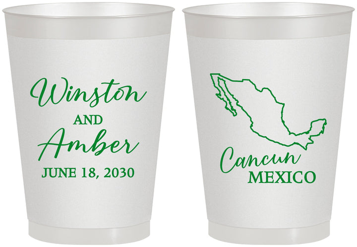 Personalized Wedding 8 oz Frosted Cups - Mexico | 534