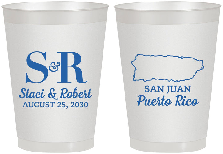 Personalized Wedding 8 oz Frosted Cups - Puerto Rico | 538
