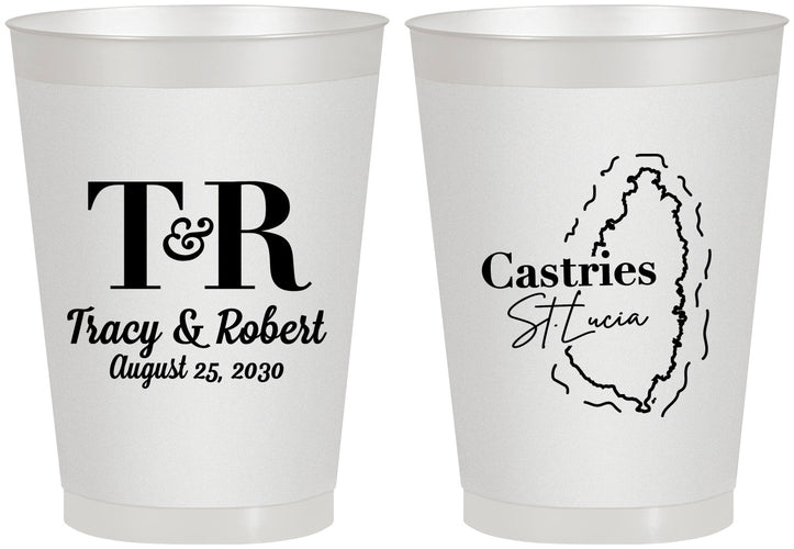 Personalized Wedding 8 oz Frosted Cups - St Lucia | 540