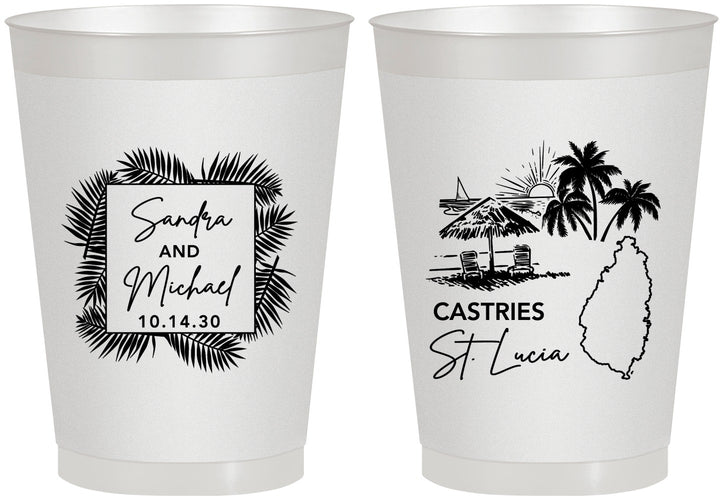 Personalized Wedding 8 oz Frosted Cups - St Lucia | 541