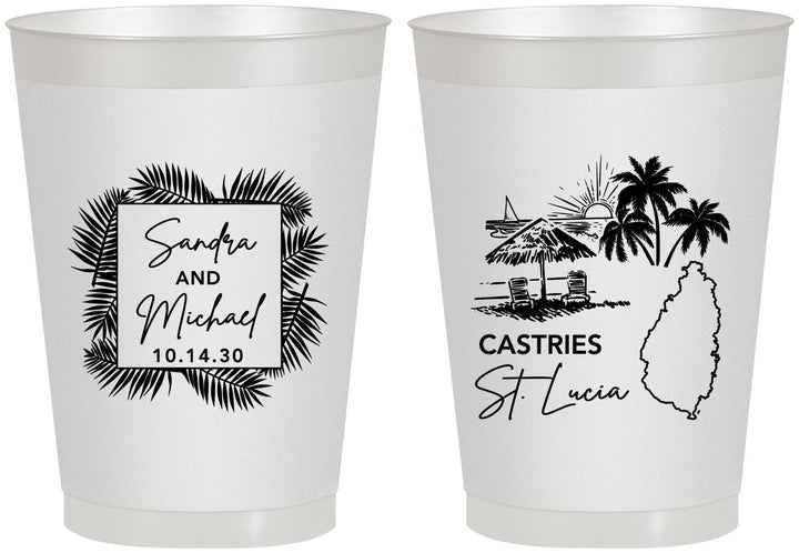 Personalized Wedding 8 oz Frosted Cups - St Lucia | 541