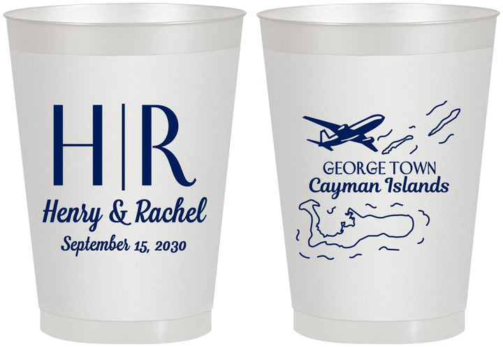 Personalized Wedding 8 oz Frosted Cups - Cayman Island | 544