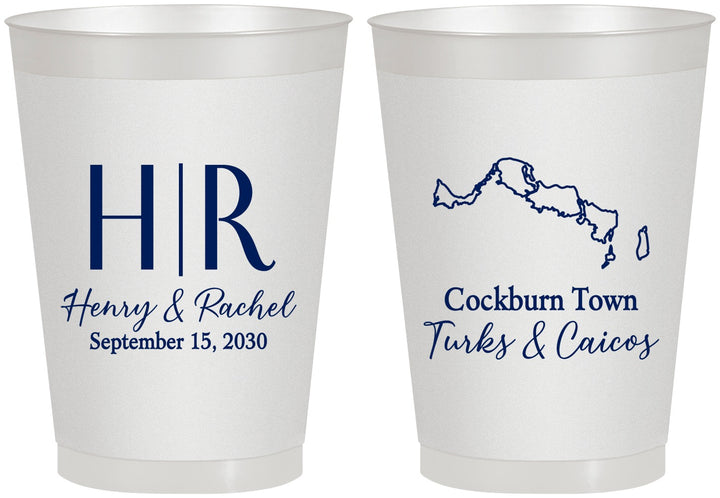 Personalized Wedding 8 oz Frosted Cups - Turks And Caicos | 546