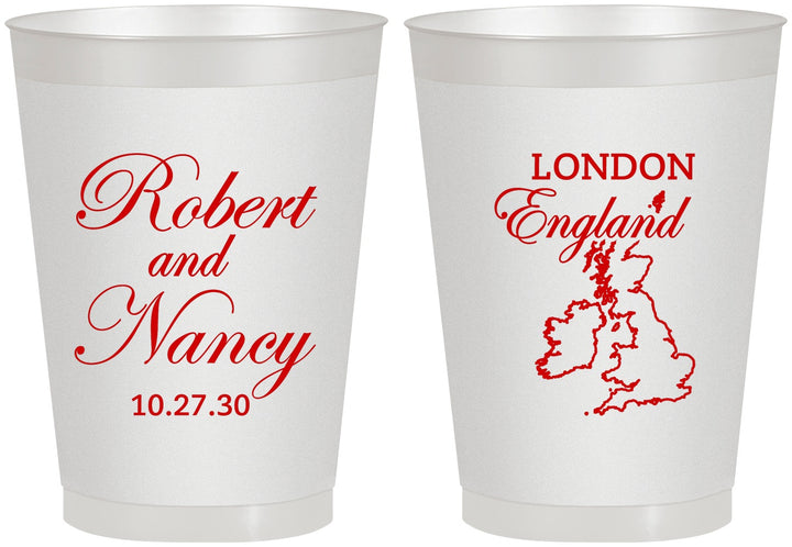 Personalized Wedding 8 oz Frosted Cups - England | 548