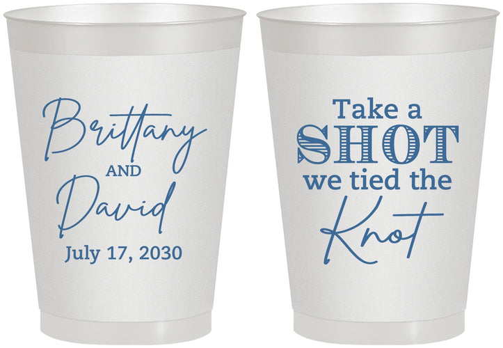 Personalized Wedding 8 oz Frosted Cups - Take A Shot We Tied The Knot | 550