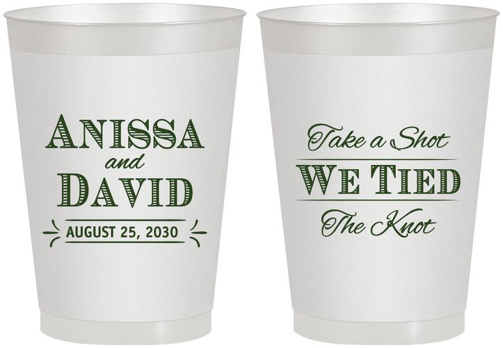 Personalized Wedding 8 oz Frosted Cups - Take A Shot We Tied The Knot | 551