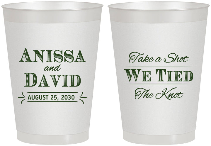 Personalized Wedding 8 oz Frosted Cups - Take A Shot We Tied The Knot | 551