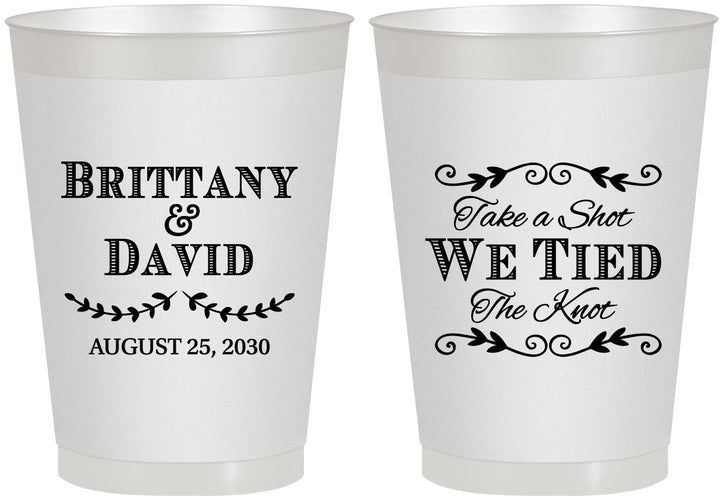 Personalized Wedding 8 oz Frosted Cups - Take A Shot We Tied The Knot | 552