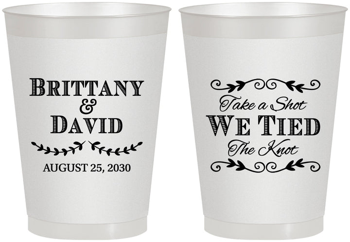 Personalized Wedding 8 oz Frosted Cups - Take A Shot We Tied The Knot | 552