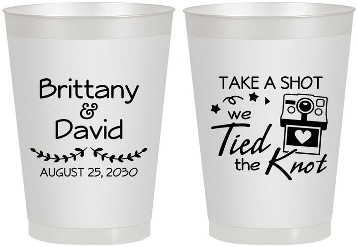 Personalized Wedding 8 oz Frosted Cups - Take A Shot We Tied The Knot | 553