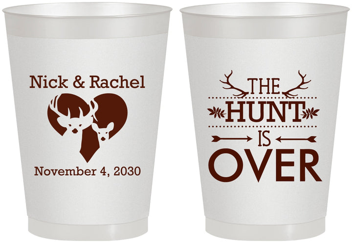 Personalized Wedding 8 oz Frosted Cups - The Hunt Is Over | 554