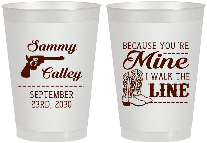 Personalized Wedding 8 oz Frosted Cups - I Walk The Line | 555