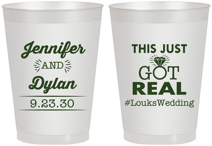 Personalized Wedding 8 oz Frosted Cups - Just Got Real | 557