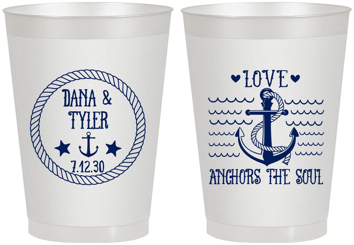 Personalized Wedding 8 oz Frosted Cups - Anchor The Soul | 558