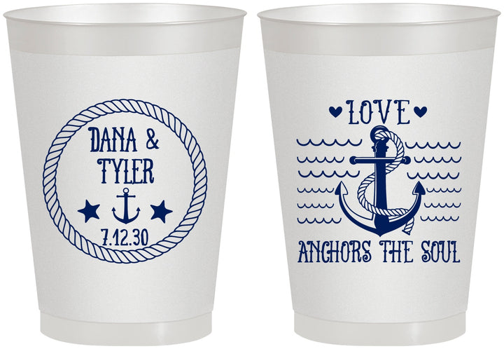 Personalized Wedding 8 oz Frosted Cups - Anchor The Soul | 558