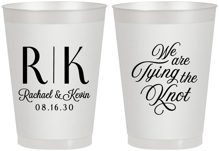 Personalized Wedding 8 oz Frosted Cups - Monogram Tying Knot | 559