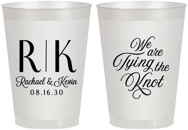 Personalized Wedding 8 oz Frosted Cups - Monogram Tying Knot | 559