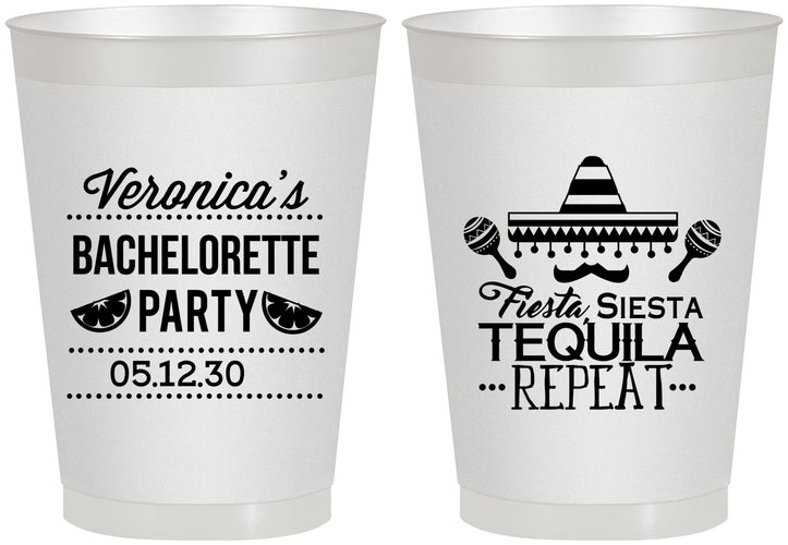 Personalized Bachelorette 8 oz Frosted Cups - Fiesta Siesta Tequila Repeat | 60000