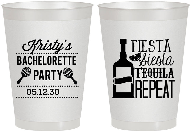 Personalized Bachelorette 8 oz Frosted Cups - Fiesta Siesta Tequila Repeat | 60002