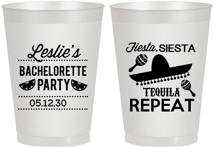 Personalized Bachelorette 8 oz Frosted Cups - Fiesta Siesta Tequila Repeat | 60003