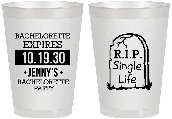 Personalized Bachelorette 8 oz Frosted Cups - Rip Single Life | 60014