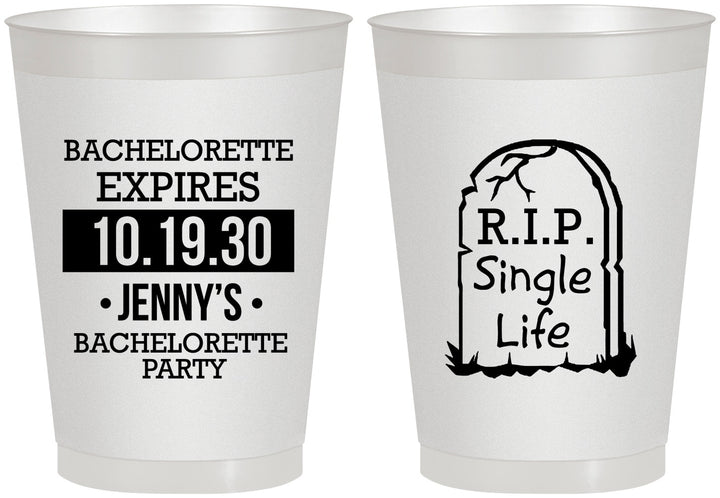 Personalized Bachelorette 8 oz Frosted Cups - Rip Single Life | 60014