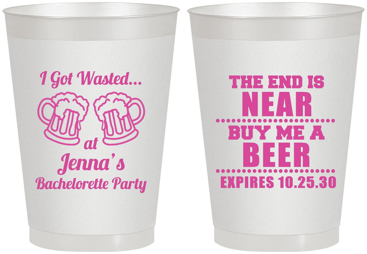 Personalized Bachelorette 8 oz Frosted Cups - I Got Wasted | 60015