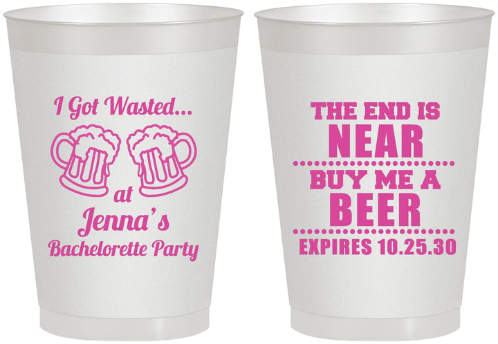 Personalized Bachelorette 8 oz Frosted Cups - I Got Wasted | 60015