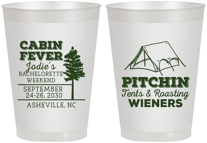 Personalized Bachelorette 8 oz Frosted Cups - Camping | 60019