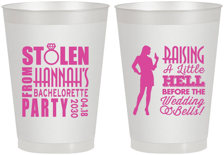 Personalized Bachelorette 8 oz Frosted Cups - Raising A Little Hell | 60020