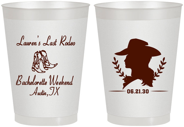 Personalized Bachelorette 8 oz Frosted Cups - Last Rodeo | 60022