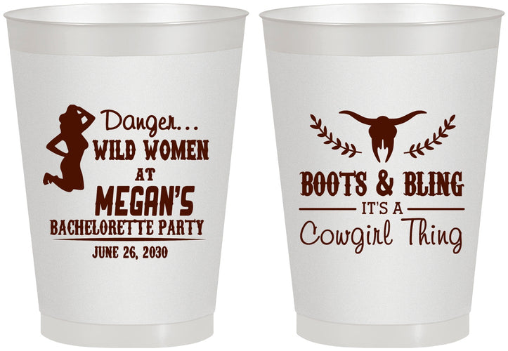 Personalized Bachelorette 8 oz Frosted Cups - Boots And Bling | 60023