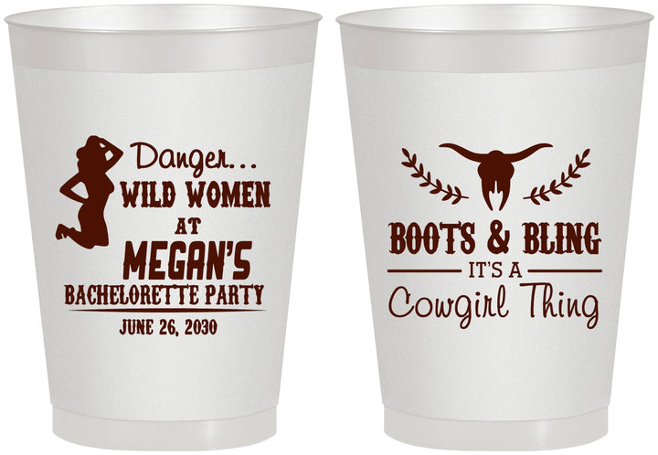 Personalized Bachelorette 8 oz Frosted Cups - Boots And Bling | 60023