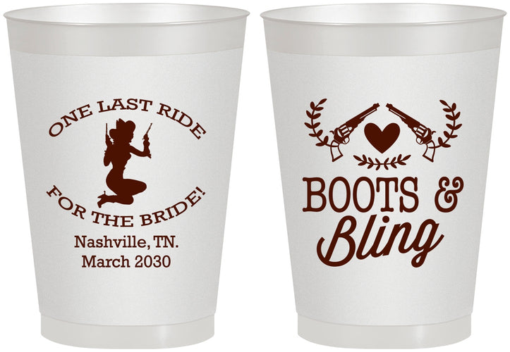 Personalized Bachelorette 8 oz Frosted Cups - One Last Ride | 60024
