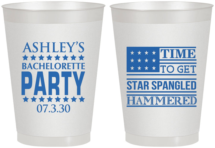 Personalized Bachelorette 8 oz Frosted Cups - Star Spangled Hammered | 60025