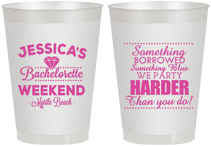 Personalized Bachelorette 8 oz Frosted Cups - Something Borrowed | 60028