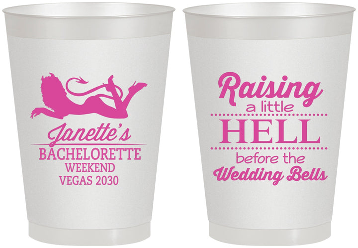 Personalized Bachelorette 8 oz Frosted Cups - Raising A Little Hell | 60030